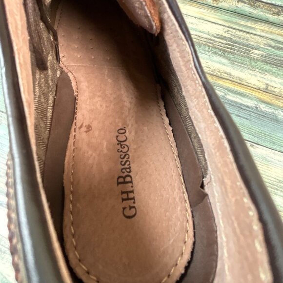 GH Bass Bremmer Mens 10D Oxfords Dress Shoes Wingtip Herringbone Brown Leather - Picture 6 of 13